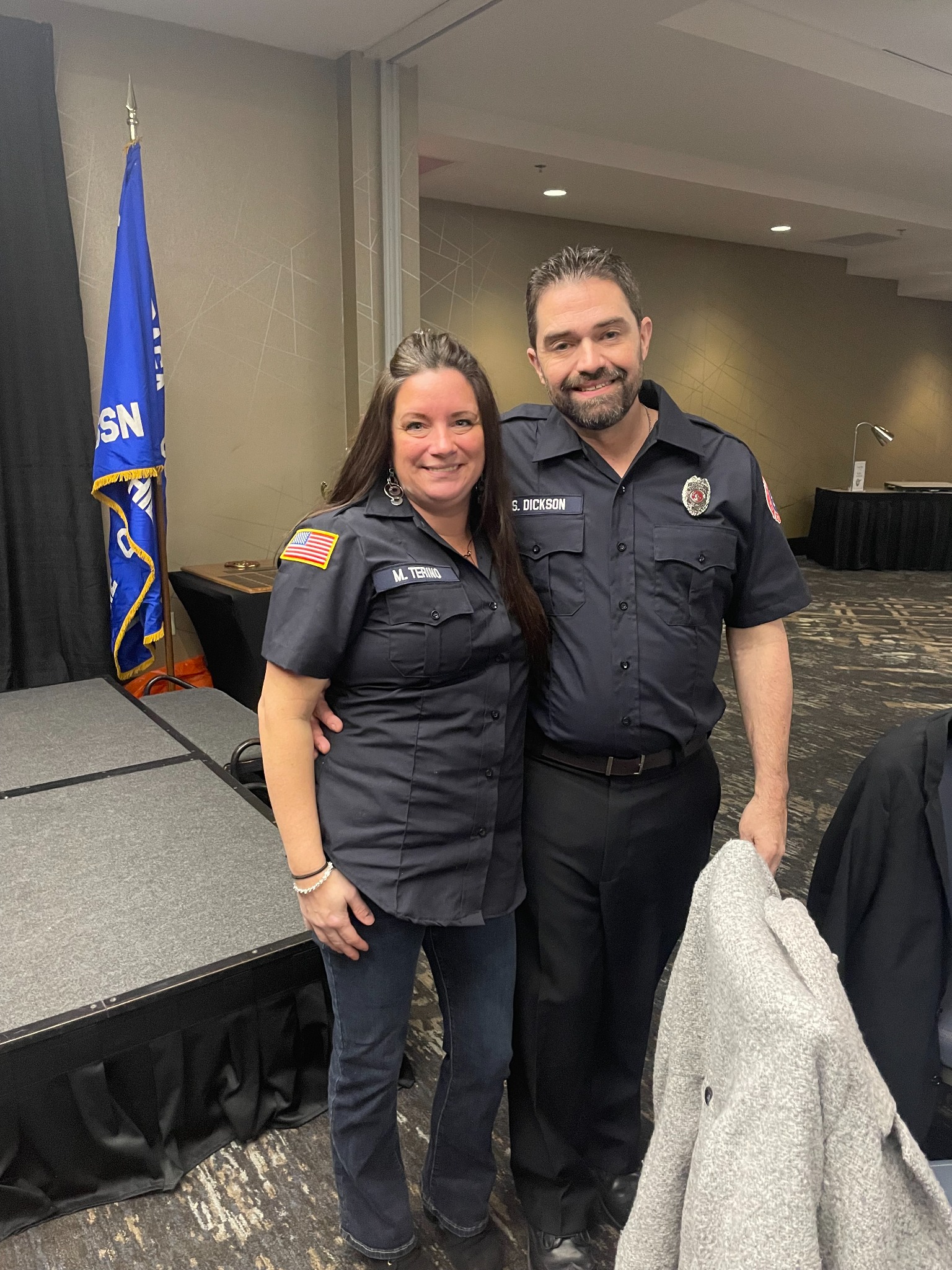 Sam Dickson in firefighter EMT uniform